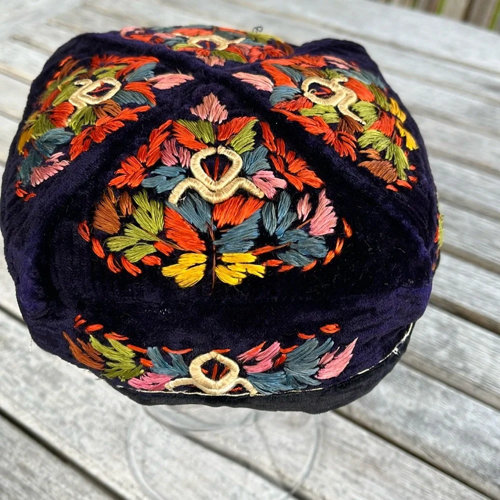 Vintage Heirloom Hand Crafted Uzbek / Tubeteika / Doppa Embroidered Skull Cap